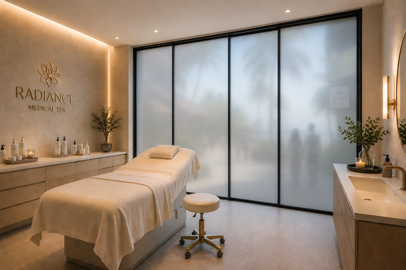Hospitality space with private smart glass